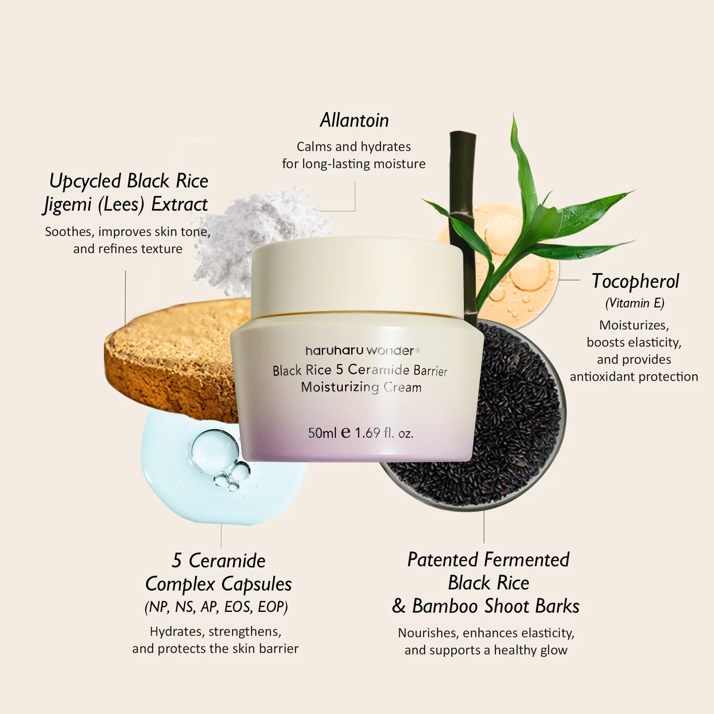 Haruharu Wonder Black Rice 5 Ceramide Barrier Moisturizing Cream (50ml)