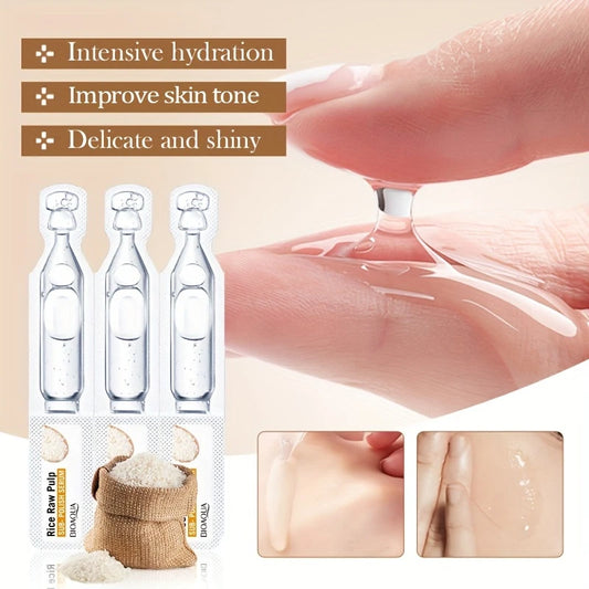 Bioaqua Rice Pulp Second Throw Essence Hyaluronic Acid Smooth Wrinkle Essence Skin Tone Moisturize Delicate Smooth Facial Skin Suitable for Dry Dark Yellow Skin