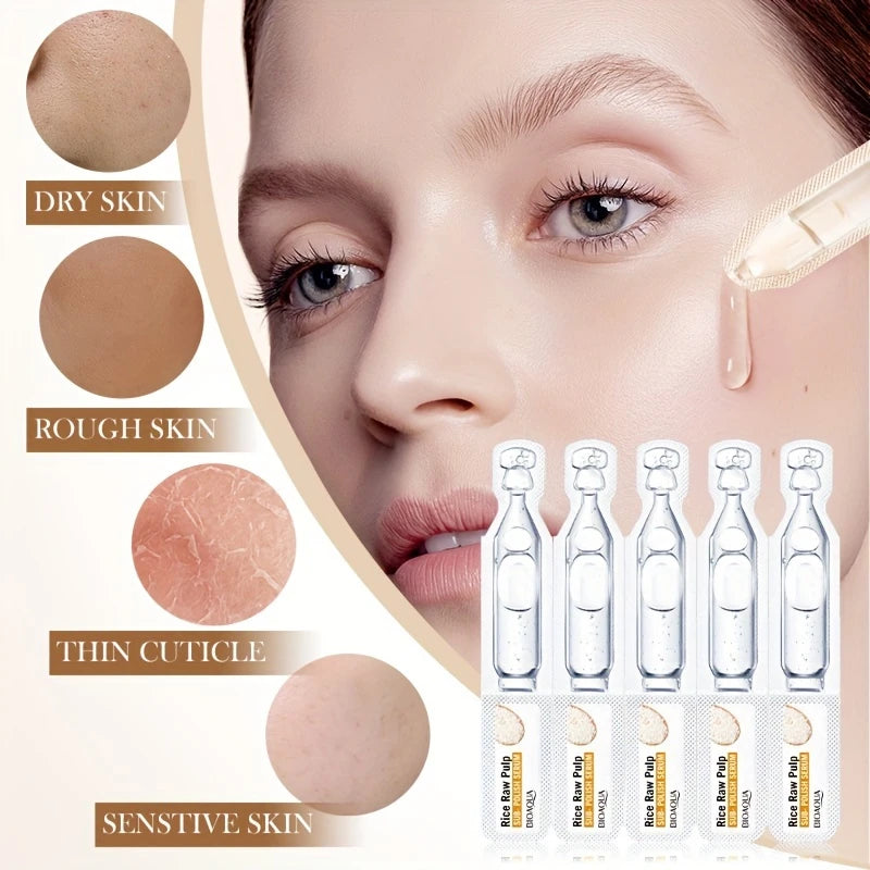 Bioaqua Rice Pulp Second Throw Essence Hyaluronic Acid Smooth Wrinkle Essence Skin Tone Moisturize Delicate Smooth Facial Skin Suitable for Dry Dark Yellow Skin